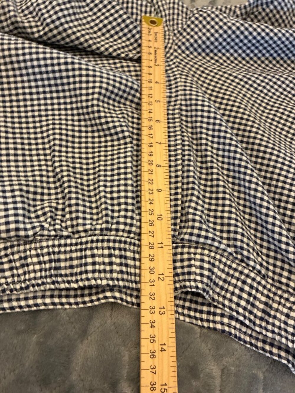 Emily Daniels XL Gingham Capri Pants Navy White Check Elastic Waist Pockets - Picture 11 of 13